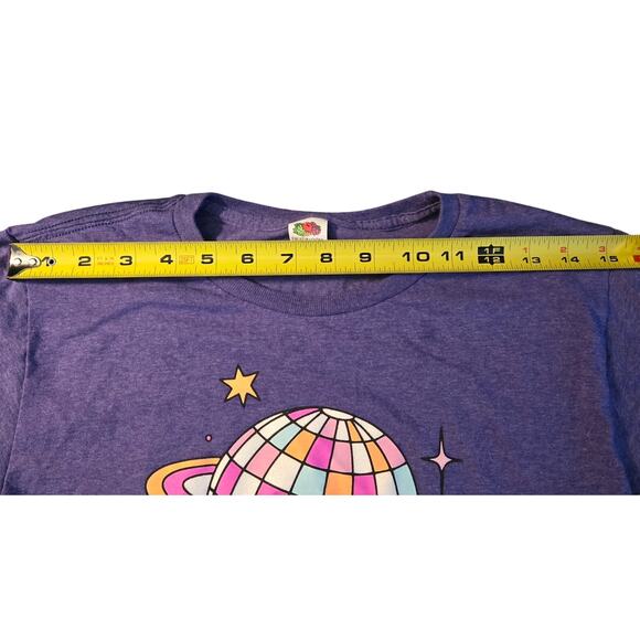 Girls Purple Fruit of the Loom Disco Saturn T shirt Size Medium - Picture 6 of 7